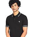 Calvin Klein Men Black Slim Fit Tipped Polo Shirt