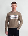 Arrow Sport Crew Neck Horizontal Striped Sweatshirt
