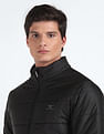 Flying Machine Stand Collar Solid Quilted Jacket