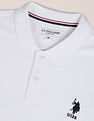 U.S. Polo Assn. Men White Long Sleeves Solid Pique Polo Shirt