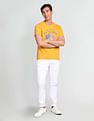 U.S. Polo Assn. Denim Co. Men Yellow Cotton Graphic Print T-Shirt