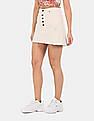Aeropostale Women White Distressed Denim Skirt