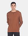GAP Men Brown Ribbed Crew Neck Solid Sweater