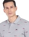 AD by Arvind Heathered Typography Print Cotton Polo Shirt