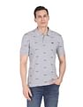 AD by Arvind Heathered Typography Print Cotton Polo Shirt