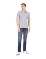 AD by Arvind Heathered Typography Print Cotton Polo Shirt