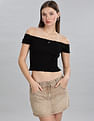 Tommy Hilfiger Regular-Fit Cotton Off-Shoulder Neck Crop Tops