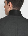 Arrow Notch Lapel Collar Patterned Knit Blazer