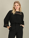 U.S. Polo Assn. Women Lace Detail Long Sleeve Top