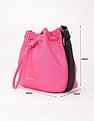 Tommy Hilfiger Solid Pink Pu Bucket Bag