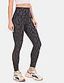 Calvin Klein Women Black And Grey Allover Animal Print 7/8 Active Leggings