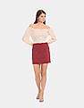 Aeropostale Women Beige And White Striped Off-Shoulder Top