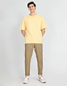 Flying Machine Elasticised Waist Solid Trousers