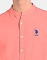 U.S. Polo Assn. Mandarin Collar Solid Casual Shirt