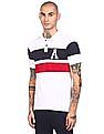 Aeropostale Men White Short Sleeve Colour Block Polo Shirt