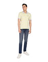AD by Arvind Horizontal Stripe Heathered Polo Shirt