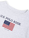 U.S. Polo Assn. Women Long Sleeve Flag Print Heathered T-Shirt