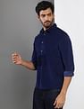 Calvin Klein Men Navy Logo Badge Corduroy Casual Shirt