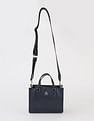 Tommy Hilfiger Solid Blue Pu Handbag