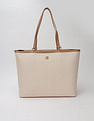 Tommy Hilfiger Logo Beige Pvc Tote Bag