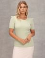 U.S. Polo Assn. Women Puff Sleeve Round Neck Top
