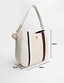 Tommy Hilfiger Striped Beige Pu Handbag