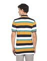 AD by Arvind Cotton Horizontal Striped Polo Shirt