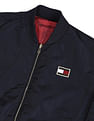 Tommy Hilfiger Men Red And Navy Reversible Polyester Bomber Jacket