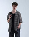 Flying Machine Oversized Fit Self Design Chevron Shirt