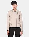 U.S. Polo Assn. Women Asymmetric Zipper Solid Biker Jacket