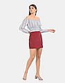 Aeropostale Women Blue And White Striped Off-Shoulder Top