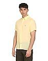 Tommy Hilfiger Men Yellow Pigment Dyed Linen Slim Fit Solid Casual Shirt