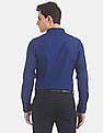 USPA Tailored Men Royal Blue Slim Fit Printed Formal Shirt