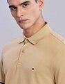 Tommy Hilfiger Mens Beige Solid Polo Shirt