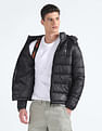 Flying Machine Detachable Hood Brand Print Puffer Jacket