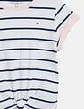 Tommy Hilfiger Girls White Horizontal Striped T-Shirt