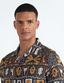 Flying Machine Graphic Print Cuban Collar Shirt