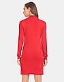 Calvin Klein Women Red Logo Neck Fitted Sweater Dress
