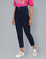 Flying Machine Women High Rise Notched Waist Mom Fit Jeans