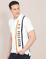 U.S. Polo Assn. Men White Embroidered Logo Cotton Polo Shirt