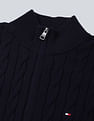 Tommy Hilfiger Classic Cotton Cable Zip Mock Neck Sweatshirt