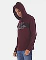 Aeropostale Men Burgandy Hooded Brand Printed Sweatshirt