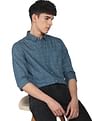 Flying Machine Spread Collar Geometric Print Shirt