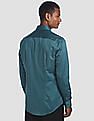 Calvin Klein Men Teal Slim Fit Satin Stretch Solid Casual Shirt