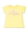 U.S. Polo Assn. Kids Girls Light Yellow Crew Neck Brand Print T-Shirt