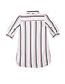 U.S. Polo Assn. Kids Girls White Spread Collar Striped Shirt