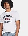 Aeropostale Men Off White Brand Print Cotton T-Shirt