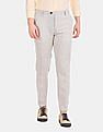 Tommy Hilfiger Men Grey Slim Fit Linen Cotton Casual Trousers