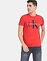 Calvin Klein Men Red Crew Neck Cotton Stretch Logo T-Shirt