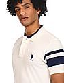 U.S. Polo Assn. Men Off White Cotton Solid Polo Shirt